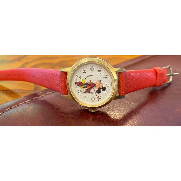 VTG Women's 28mm Gold Tone Mickey Mouse, Walt Disney, Bradley Time, Manual Wind - Picture 2 of 4